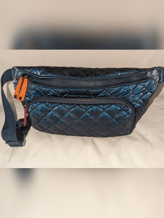 MZ Wallace Handbags - MZ Wallace Metro Quilted Sling Navy /Waist Bag with Leather Pulls